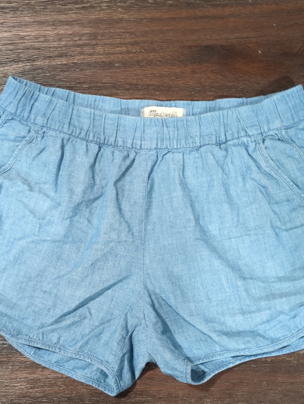 Madewell Soft Blue Chambray Elastic-Waist Women’s Shorts Small